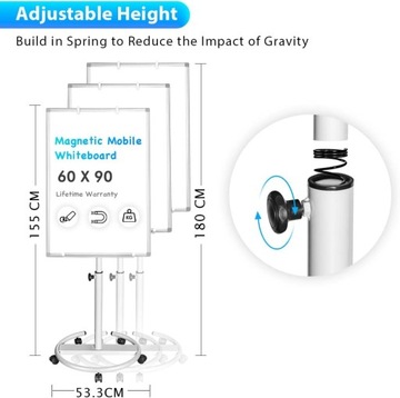 Tablica mobilna z regulowanym stojakiem 60x90cm Maxtek
