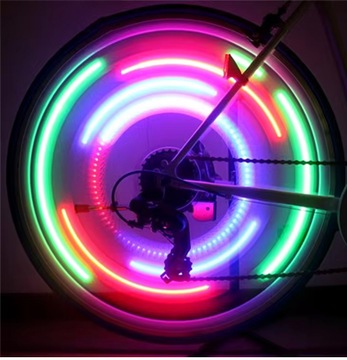 4 светодиодных велосипедных фонаря на спицах велосипедного колеса. КРЫШКА КОЛЕСА