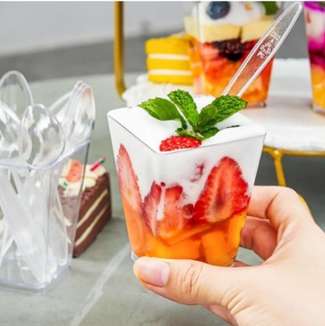 Чашки Контейнеры для десертов ПИРАМИДА 160мл + Ложки 12,5см 70 элементов