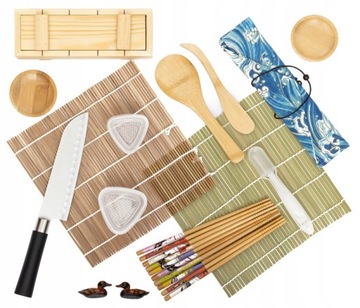 ДЕРЕВЯННЫЙ ПРЕСС ДЛЯ ПРИГОТОВЛЕНИЯ СУШИ С НАБОРОМ РОЛИКОВ