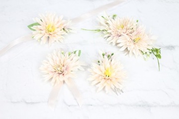 Гребень для волос украшение астры СВЕТЛО-КРЕМОВЫЙ свадебный пучок