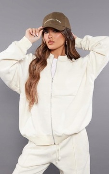 Prettylittlething NG4 csl beżowa bluza dresowa oversize bomber zip L