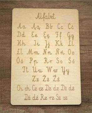 Drewniany Alfabet edukacyjny LITERY MONTESSORI A5