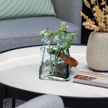 Стеклянная ваза для пончиков. Современное украшение. Сумочка в форме вазы.