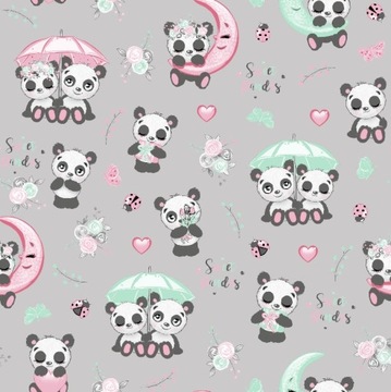 Pielucha Flanelowa 60x80 Panda Szara