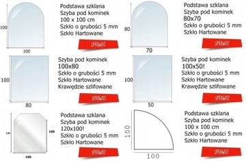 Szyba HARTOWANA szkło POD kominek podstawa 80x70