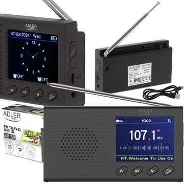 Radio kuchenne radio budowlane przenośne FM na baterie usb zegar budzik LCD