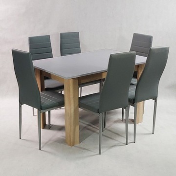 Современный столовый комплект 120 GS с 6 серыми стульями Nice