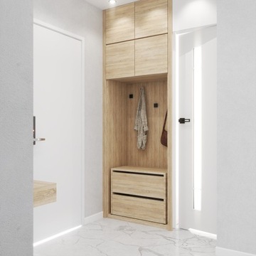 УЗКИЙ ВЫСОКИЙ МОДУЛЬНЫЙ ШКАФ ДЛЯ ОБУВИ СЕРЫЙ ДУБ WOTAN | ХАЛЛИ МЕБЕЛЬ