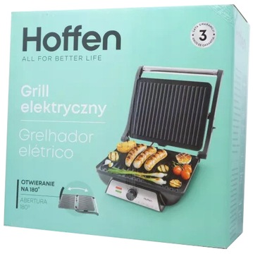 GRILL ELEKTRYCZNY Z RUCHOMYM SYSTEMEM ZAWIASÓW Z POWŁOKĄ NON STICK 2000 W