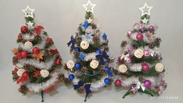 ГОТОВАЯ ЕЛКА с украшением, декорированная БИСЕРАМИ 60 см.