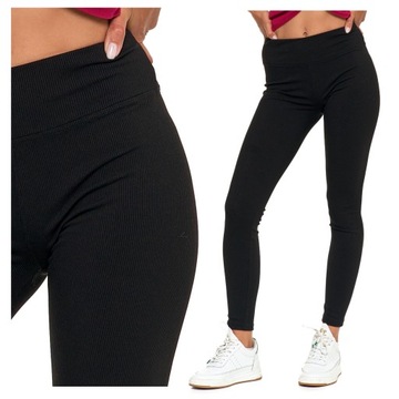 Legginsy Prążkowane Damskie Getry z Wysokim Stanem Wyjątkowe L/XL MORAJ