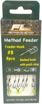 Przypony do method feeder hak nr10 PUSH STOP 8szt
