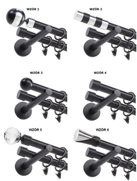 ЧЕРНЫЙ ДВОЙНОЙ МЕТАЛЛИЧЕСКИЙ КАРДИН 19мм 360см УЗОРЫ