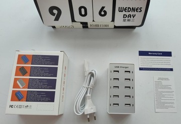 ЗАРЯДНАЯ СТАНЦИЯ С 10 ПОРТАМИ USB 50 Вт + СЕТЕВОЙ КАБЕЛЬ ДЛИНОЙ 1,4 М