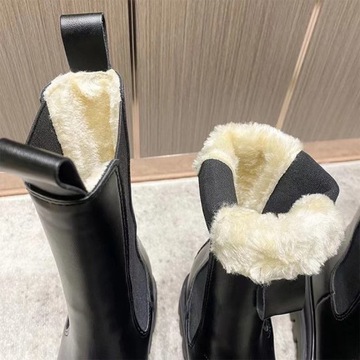 śniegowce Rimocy zimowe ciepłe Chelsea Boots damskie nowe grube pluszowe bo