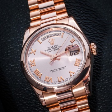 ROLEX DAY-DATE 36 PRESIDENT 118205F AUTOMATIC COSC 18K ROSE GOLD 36MM