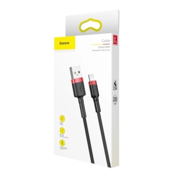 Прочный кабель USB в оплетке для iPhone с разъемом Lightning и поддержкой QC3, 2 м — черно-