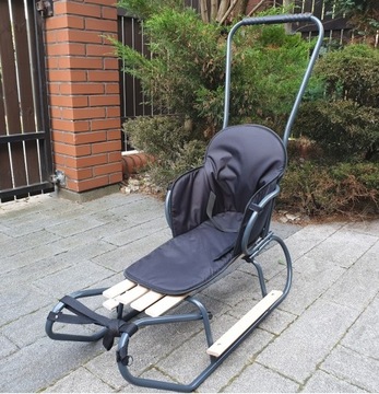 САНКИ LEO + ПУШЕР + МАТРАС ВЫСОКОЙ ТОЛСТОСТИ + РЕМНИ + ПОДНОЖКИ