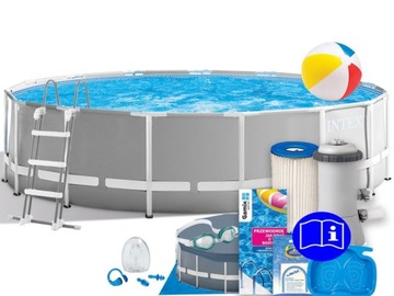Basen ogrodowy stelażowy z pompą 12V 457x122cm 6w1