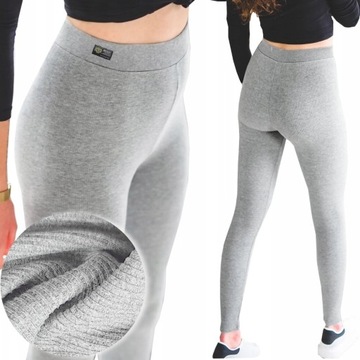 LEGGINSY z WYSOKIM STANEM PRĄŻKOWANE MODELUJĄCE BAWEŁNA KRYJĄCE PREMIUM #XL