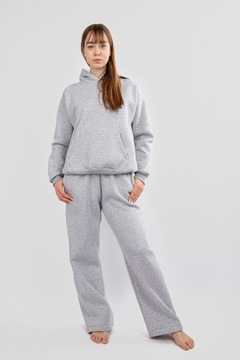 CIEPŁY GRUBY DRES KOMPLET DK-K-B9 BAWEŁNA SZARY L