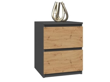 SZAFKA NOCNA KOMODA STOLIK NOCNY W2 ANTRACYT/ARTISAN