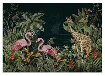 Fototapeta DŻUNGLA Flamingi Liście Salon416x254
