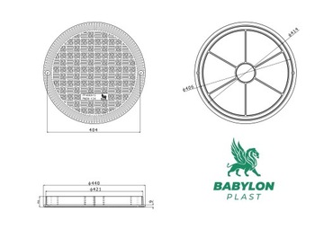 Крышка канализационного люка гладкой трубы Ø400 BabylonPlast
