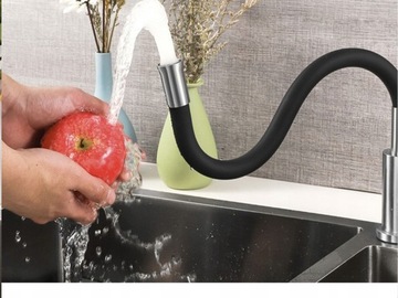 Смеситель для кухни Черный смеситель с изливом и гибким изливом для раковины