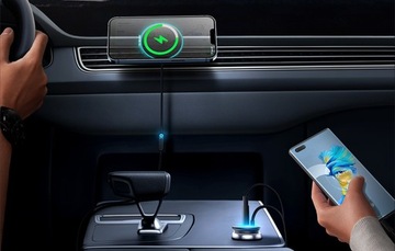 BASEUS UCHWYT DO KRATKI ŁADOWARKA SAMOCHODOWA QI Z MAGSAFE 15W + 25W USB-C