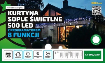 Sople Zewnętrzne 500 LED 25m 8 Funkcji Timer