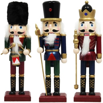 Dziadek do orzechów drewniany 3szt figurka święta