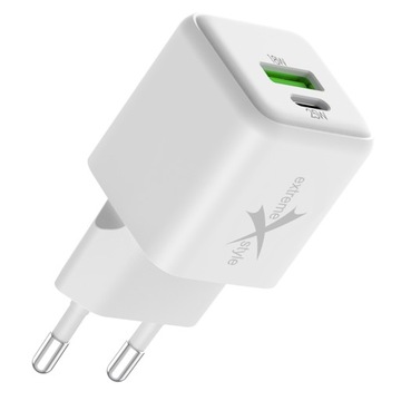 SZYBKA ŁADOWARKA SIECIOWA – USB C + USB – PD + QC – GAN – 25W