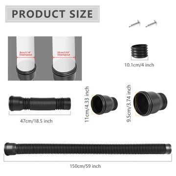 RYNNA PRZEDŁUŻENIE RURY SPUSTOWEJ 47CM DO 150CM RURA ODPŁYWOWA ODPROWADZENIE WODY DESZCZOWEJ