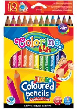 Kredki ołówkowe trójkątne grube 12 sztuk Colorino