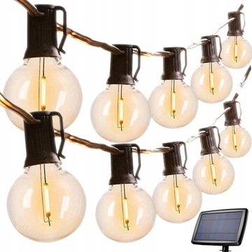 GIRLANDA OGRODOWA SOLARNA 25 ŻARÓWKI LED G40
