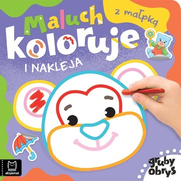 Maluch koloruje i nakleja z małpką. Gruby obrys Anna Podgórska