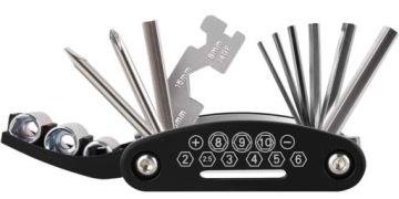 НАБОР ВЕЛОСИПЕДНЫХ КЛЮЧЕЙ ПЛОСКИЕ АЛЮМИНИЕВЫЕ РОЗЕТКИ 16 В 1