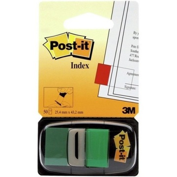 ZAKŁADKI POST-IT 25 X 43 MM 680-3 ZIELONE 50 KARTE