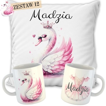 ZESTAW PODUSZKA + KUBEK BALETNICA PREZENT DLA FANKI BALETU TANCERKI + IMIĘ