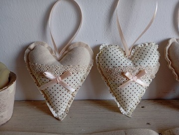 БОЛЬШИЕ ХЛОПКОВЫЕ СЕРДЕЧКИ, КРУЖЕВО, НАБОР 3 шт.