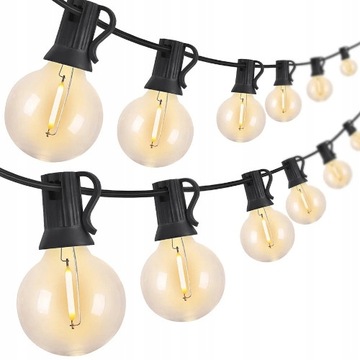 Girlanda Ogrodowa LED 15m IP65 Komplet z Żarówkami 50xE12 G40 0,5W SOLIDNA