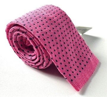 Różowy Bawełniany krawat męski Knit knitted 100% Oryginał ETON