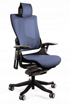 Fotel Ergonomiczny WAU 2 Niebieski Obrotowy Siatka Biurowy Wysoki 130kg