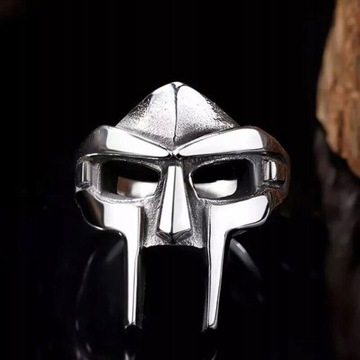 Fashion Hip Hop MF DOOM Mask Ring Men Gladiator Pu
