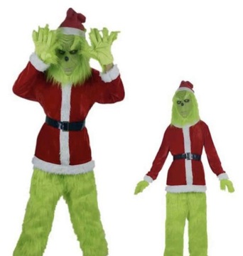 STRÓJ KOSTIUM GRINCH DLA DOROSŁYCH MASKA COSPLAY RĘKAWICZKI ŚWIĘTA