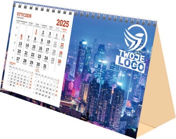 НАСТОЛЬНЫЙ КАЛЕНДАРЬ ПИРАМИДКА 2025 ЛОГО на столе с ПРИНТОМ - 50 шт.