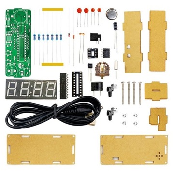 Часы электронные 4-БИТ Зеленые с корпусом. Учимся паять набор своими руками