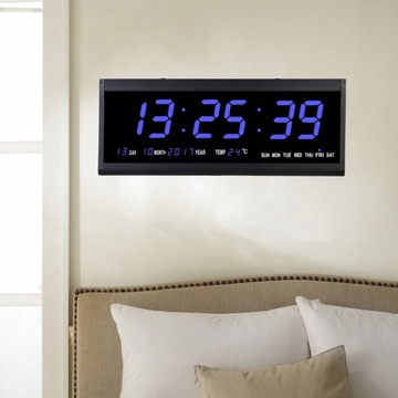 ЦИФРОВЫЕ ОФИСНЫЕ НАСТЕННЫЕ ЧАСЫ СИНИЕ LED48x19см